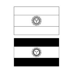 Wall Mural - black white flag of argentina icon set