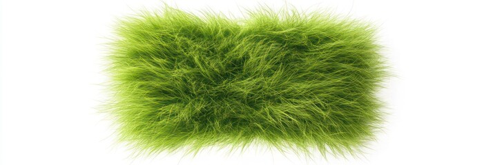 Wall Mural - square of fluffy green spring grass on a white background