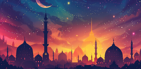 Poster - Silhouettes of Mosques at Dusk