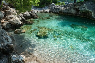 Wall Mural - Beautiful beach with turquoise water and rocks