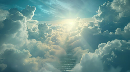 Sticker - Stairway to Heaven: A Journey Through Clouds