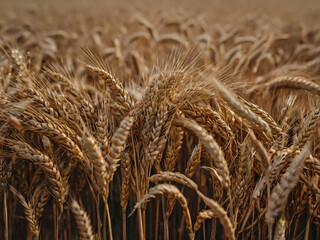 golden wheat field in summer harvest closeup view agricultural concept