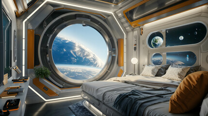 High-End Space Hotel with Earth in View