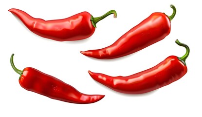 Wall Mural - Red Chili Peppers Isolated on White Background