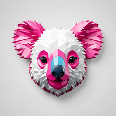 Canvas Print - pink theme koala head 3d art logo in plain white background