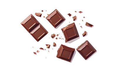 Wall Mural - Broken Chocolate Bar Isolated on White