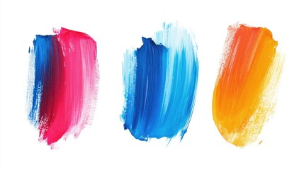 Poster - Abstract acrylic color brush strokes. Collection. Isolated on white.