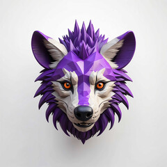 Poster - purple theme hyena head 3d art logo in plain white background