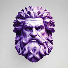 purple theme zeus head 3d art logo in plain white background