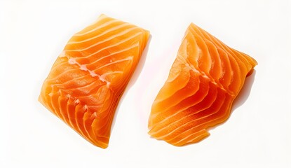 Sticker - Two Fresh Raw Salmon Fillet Isolated on White Background