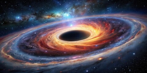 Wall Mural - Galaxy surrounding massive black hole in deep space, galaxy, black hole, space, stars, astronomy, universe