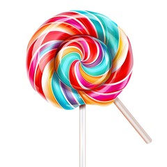 Sticker - Colorful Swirled Lollipop on White Background