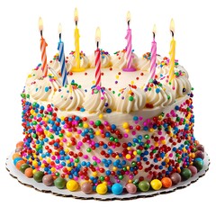 Canvas Print - Birthday Cake with Candles and Sprinkles