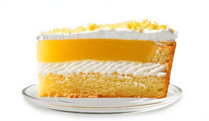 Canvas Print - Lemon Cake Slice on Glass Plate