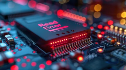 Read Error:  A Close-Up of a Computer Chip with a Read Error Message