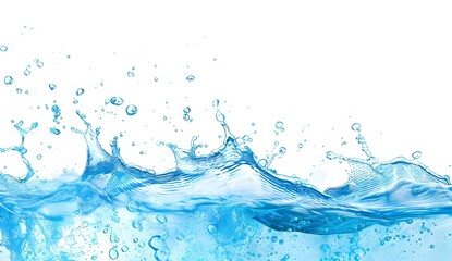 Wall Mural - Water Splash with Bubbles on White Background