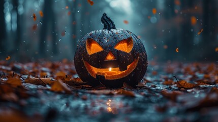 Wall Mural - Spooky Jack-O-Lantern in a Forest