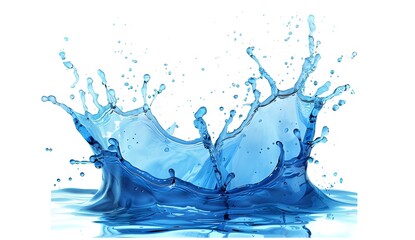 Sticker - Water Splash - Blue Water Drop Splash isolated on white background