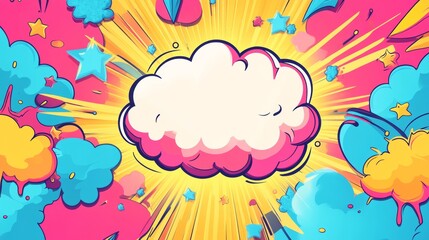Aufkleber - Colorful Cartoon Explosion Background with Cloud Center