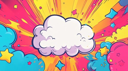 Aufkleber - Colorful Cartoon Explosion Background with Cloud Center