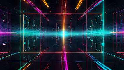 Wall Mural - futuristic abstract background with squares as the central theme