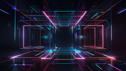 Wall Mural - futuristic abstract background with squares as the central theme