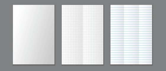 Aufkleber - paper notebook, blank paper note book, notebook sheet, notebook page template, squares notepad pages, vector illustration.