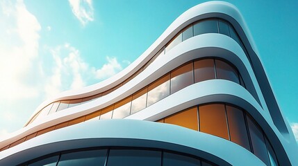 Poster - Modern Architectural Curves Under Azure Sky