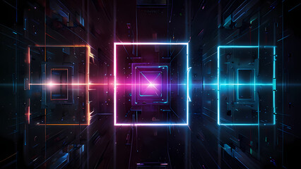 Wall Mural - futuristic abstract background with squares as the central theme