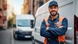 © WS Studio 1985 - Confident Delivery Driver: A friendly delivery driver stands proudly in front of his van, exuding confidence and professionalism.