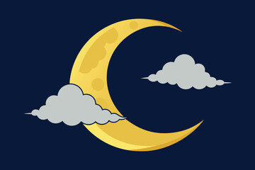 Moon cloud silhouette vector illustation G.eps