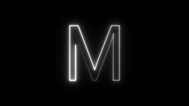 Bright Neon Light Letter Symbol, Neon Alphabet illustration on Black Background.