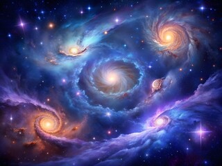 deep blue and violet cosmic illustration background