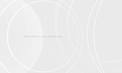 Wall Mural - White abstract background with circles. Soft gray gradation modern geometric minimalistic composition with dynamic round shapes. Circle effect white and grey vector illustration