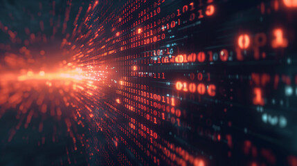 Poster - technology wallpaper tech background with flowing streams of binary code and digital data