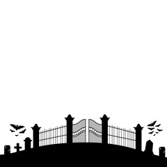 Wall Mural - Halloween Graveyard Land Silhouette