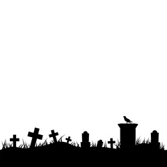 Poster - Halloween Graveyard Land Silhouette