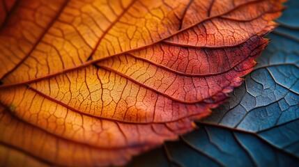 Wall Mural - Macro background of colorful autumn dry leaf