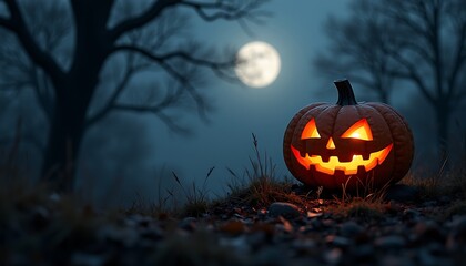 Halloween Background Design, Pumpkin Jack O Lantern, Spooky Night of Halloween for poster, social media post and promotion