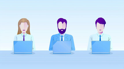 fice work vector illustrations - Collection of people standing, working and talking together in workplace. Flat design 