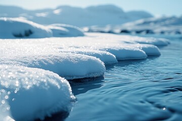 Wall Mural - Snowy Landscape with Rippling Water