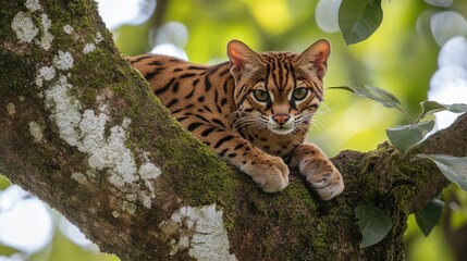 Wall Mural - Oncilla. Wild cat on a tree. Wild cats