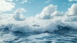© Imron - Powerful foamy sea waves rolling and splashing over water surface against cloudy blue sky