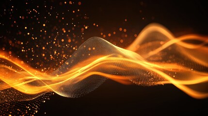 Poster - abstract digital background with flowing orange lines, ideal for technology and innovation concepts