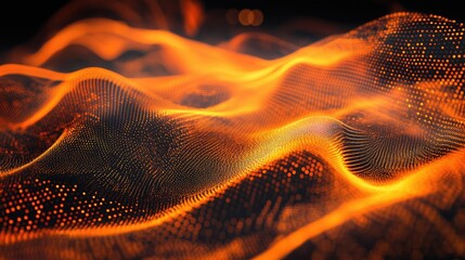 Poster - abstract digital background with flowing orange lines, ideal for technology and innovation concepts