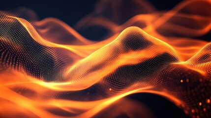 Poster - abstract digital background with flowing orange lines, ideal for technology and innovation concepts