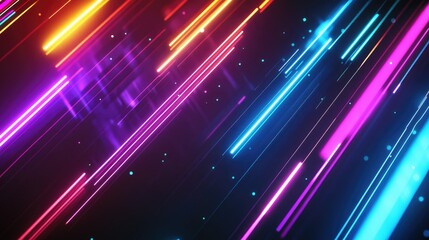 Poster - Abstract futuristic background with glowing neon lines and dark space, suitable for tech and sci-fi themes.