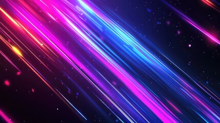 Poster - Abstract futuristic background with glowing neon lines and dark space, suitable for tech and sci-fi themes.