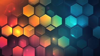 Poster - abstract geometric background with hexagonal patterns and bright colors, perfect for tech and modern