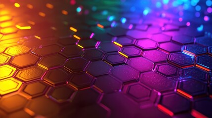 Poster - abstract geometric background with hexagonal patterns and bright colors, perfect for tech and modern